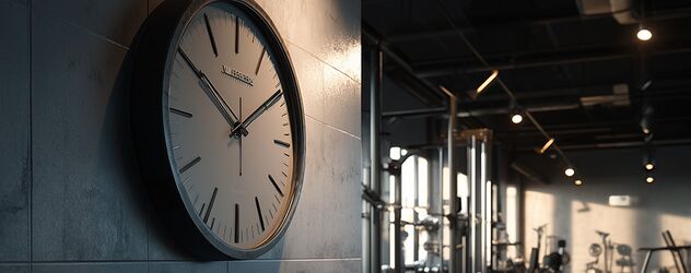 eine Wanduhr in einem Fitnessstudio