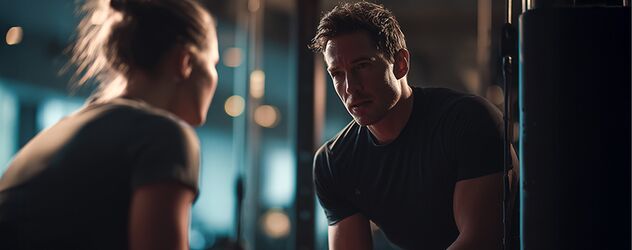ein Personal Trainer erklärt eine Klientin eine Übung