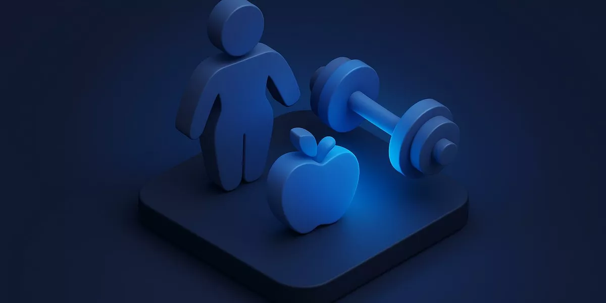 Abnehmen und gleichzeitig Muskeln aufbauen - Fitness-Lexikon Illustration